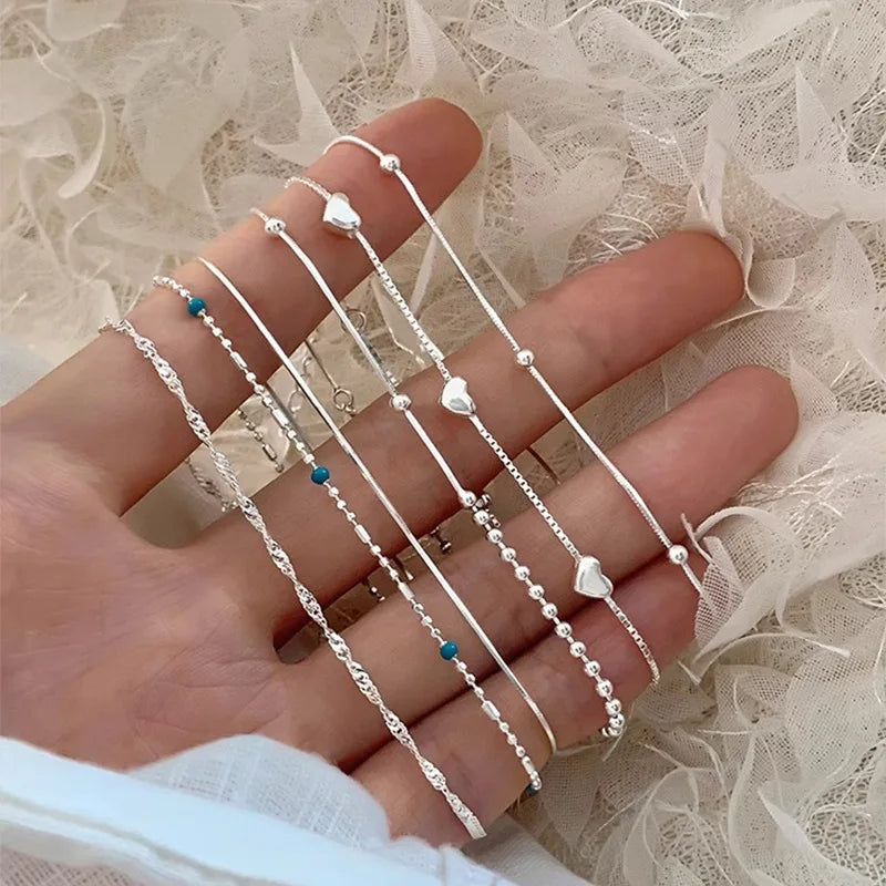 VENTFILLE 925 Sterling Silber Linie Extrem feines Armband für Frauen Liebe Haert Bead Koreanische Ins Süße Schmuck Geschenk Dropshipping