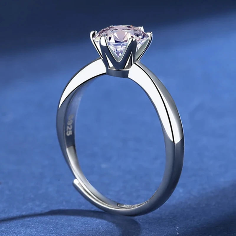 TEN CARATS 0,5-2CT verstellbarer Moissanit-Verlobungsring aus S925-Silber für Damen, ein laborgewachsenes Diamantgeschenk für Damen