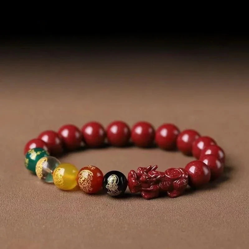 Fünf-Wege-Gott des Reichtums, handgefertigtes Zinnober-Perlenarmband, Transfer-Glücksbringer, Sternzeichen-Schmuck für Männer und Frauen, Eröffnungsglücksgeschenk