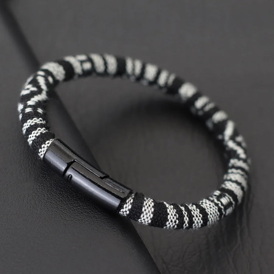 Bohemian Seil Armband Für Männer Doppel Versicherung Schnalle 6mm Stoff Armband Strand Surfen Casual Zubehör Wrap Pulseria Hombre