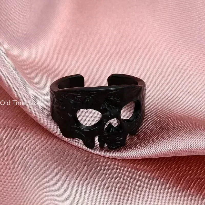 Vintage offener Ring männlicher Held übertriebener männlicher Ring europäischer Geisterkönig Schädel Herren- und Damentrend offener Modering