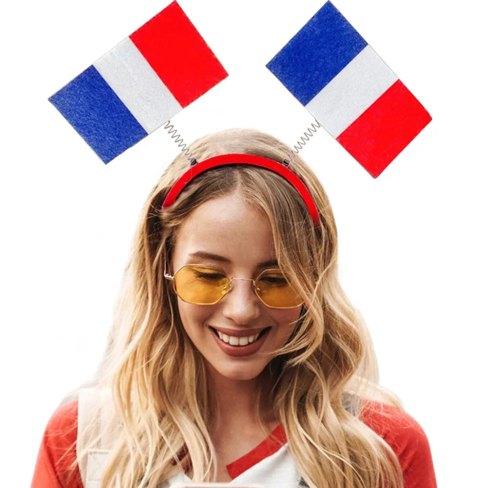 Haarreifen mit Frankreich-Flagge, Nationalflagge, Kopfschmuck, Cheerleading-Flagge, Kopfbedeckung, Sport, Wettbewerb, Stirnband, Wettbewerbszubehör