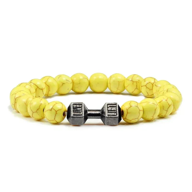 Lava Armband Schwarz Vulkanstein schwarz Matte Hantel Perlen Armbänder Für Frauen Männer Fitness Langhantel Schmuck Herren Armbänder