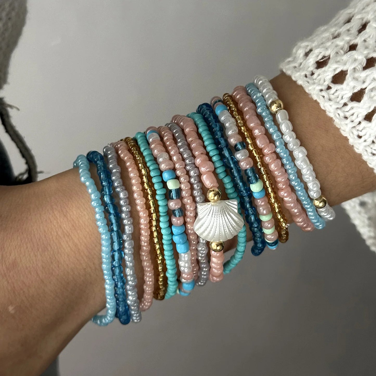 Bohemian Imitation Shell Perlen Armband Für Frauen Sea Star Schildkröte Gewebtes Seil Armband Handgemachte Freundschaft Strand Urlaub Schmuck