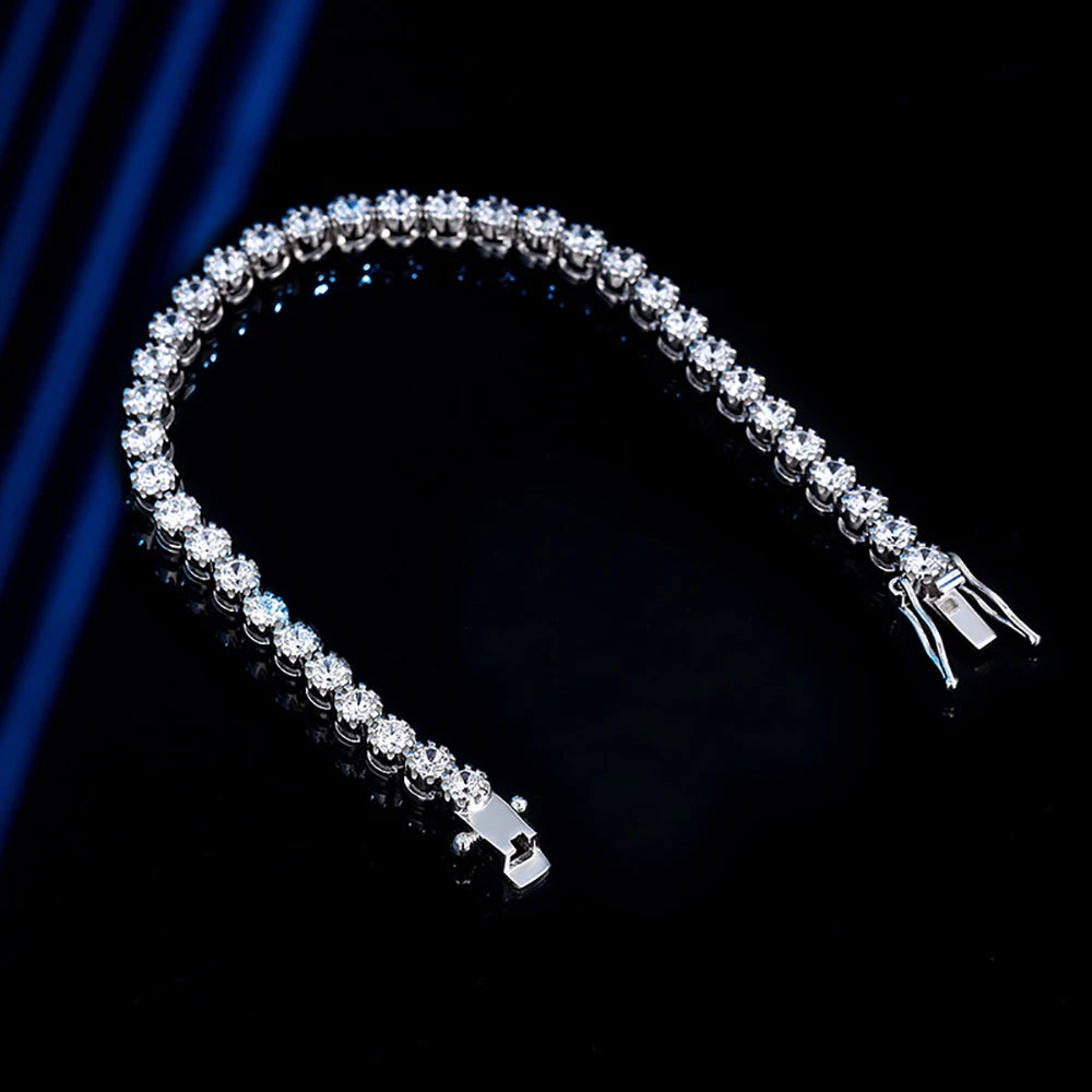 TEMGF S925 Sterling Silber Armband Voll 3mm Zirkon Inlay für Frauen Mädchen Funkelnden Feinen Schmuck Trendy Geburtstag Liebe geschenke