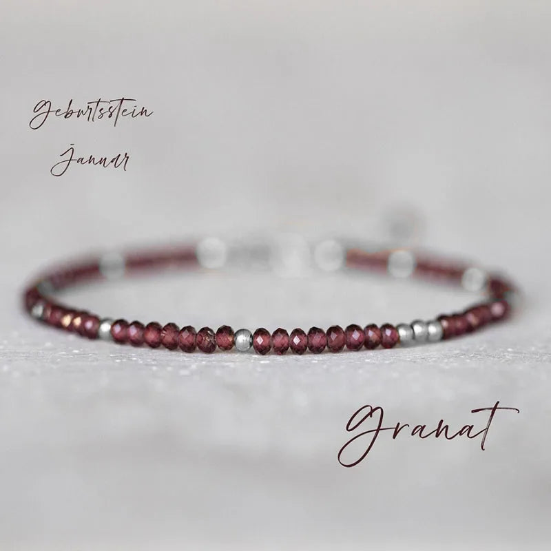 Echtes Granat-Armband, zartes Granat-Skinny-Stapelarmband