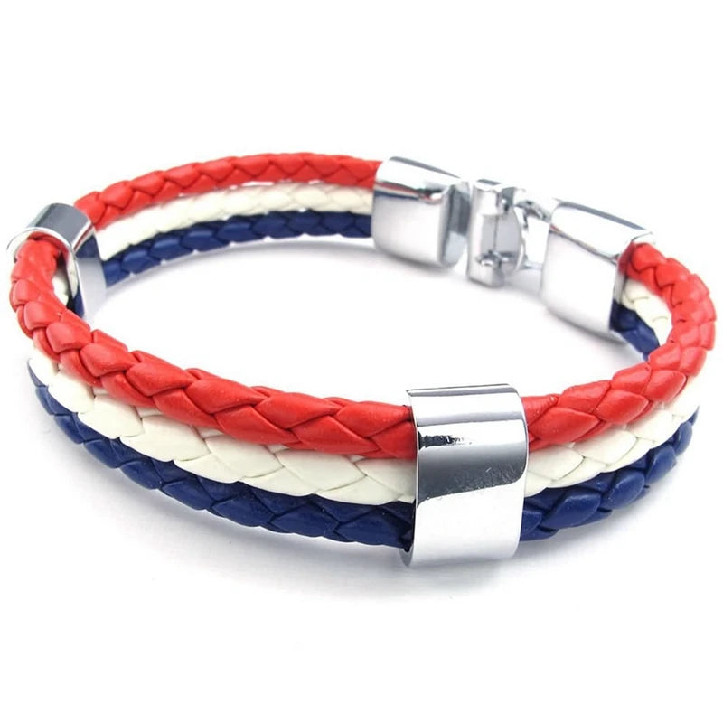 Schmuck Armband, Frankreich Französisch Flagge Armband, Legierung, weiß rot-blau (Breite 14mm, Länge 23 cm)