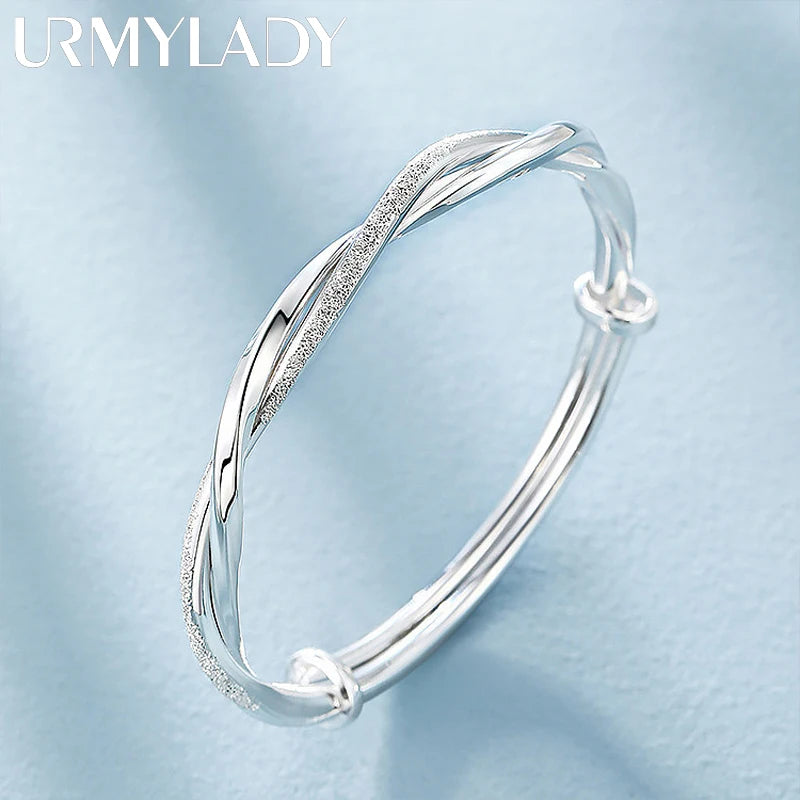 Original-Armbänder aus 925er-Sterlingsilber mit hübscher Webart, Armreifen für Damen, Mode, Party, Hochzeit, Verlobung, Schmuck, verstellbare Größe