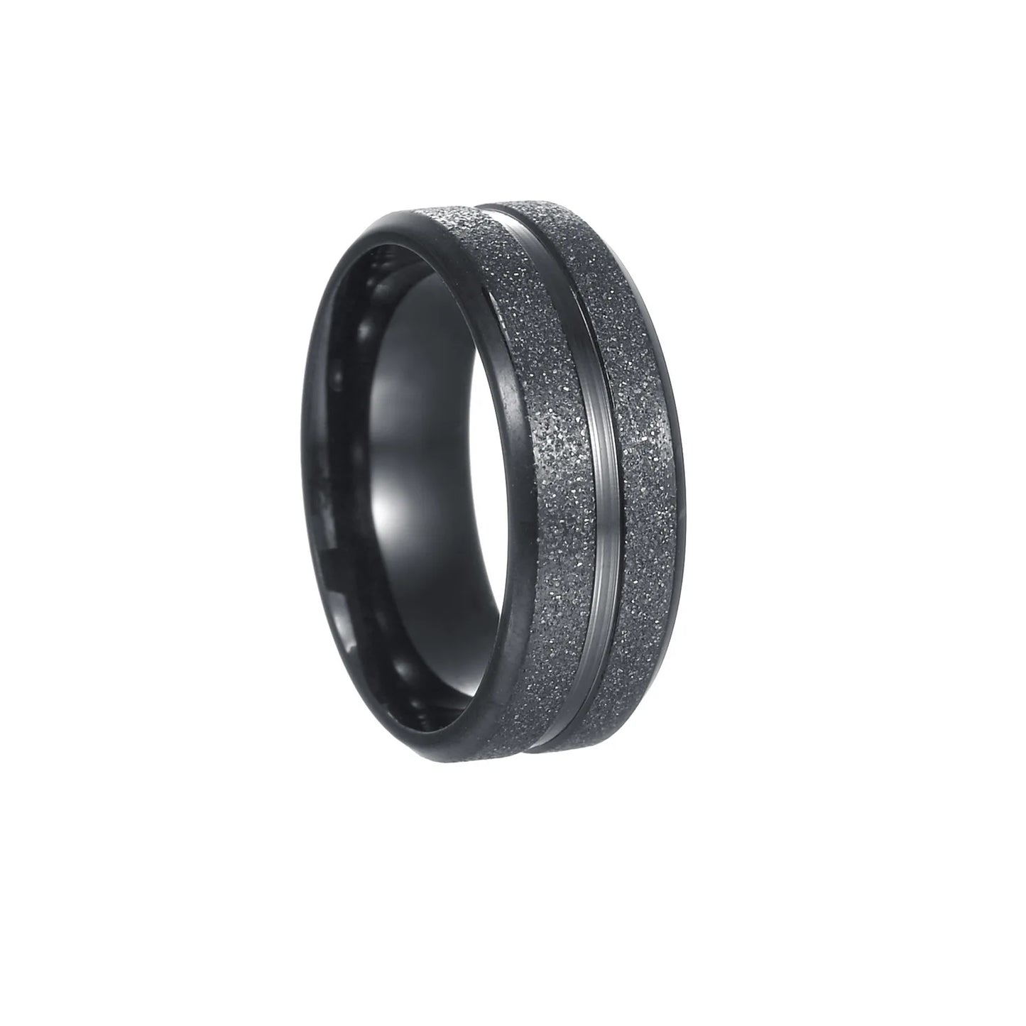 Einfacher 8 mm Herren-Paar-Ring aus schwarzem Titan, matt fertiger Fingerring, Schmuck für männliche Eheringe, Geschenk