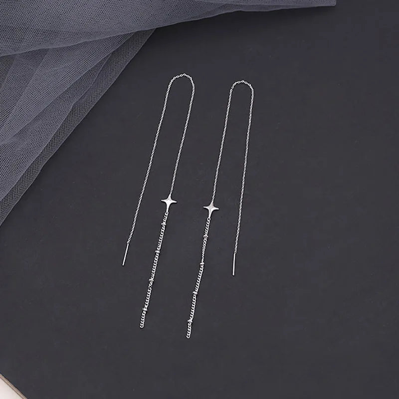 Einfache Geometrische Platz Tropfen Ohrring Für Frauen Koreanische Mode Gold-farbe Linie Lange Quaste Baumeln Ohrringe Partei Schmuck Geschenk