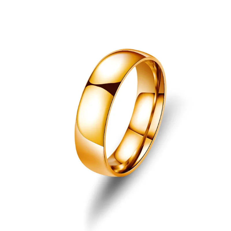 Einfache 6mm Titan Ring Frauen Männer Verhindern Allergie Hochglanzpoliert Hochzeit Ringe Edelstahl Paar Finger Schmuck Geschenke