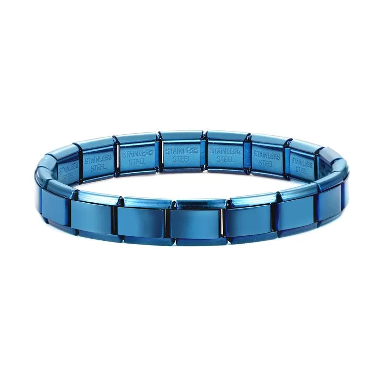 Neue frauen männer Schmuck DIY 9MM Breite Italienische Elastische Charme Armband Einfarbig Edelstahl Mode Armreif
