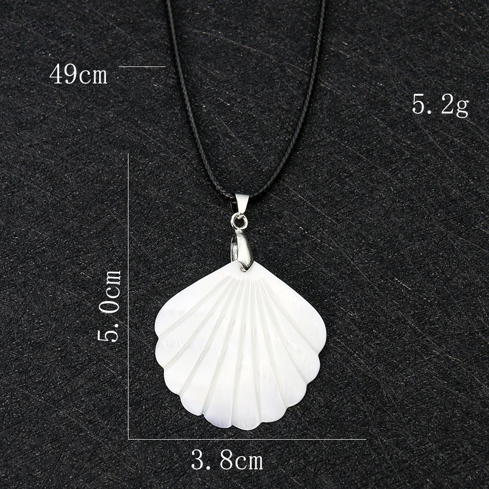 Weiß Shell Halskette Mutter der Perle Anhänger Carving Palmetto Fan Cowry Charme Sommer Shellfis MOPP Kette Party Frau Schmuck Geschenk