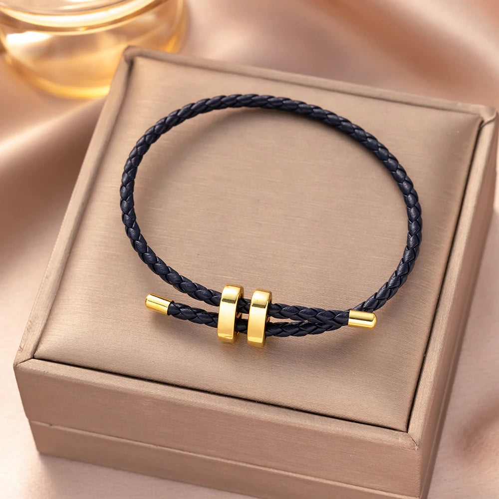 Trendige Armbänder mit rotem Faden für Damen und Herren, Edelstahl, geflochtenes Seil, verstellbares Charm-Armband, Unisex-Schmuck