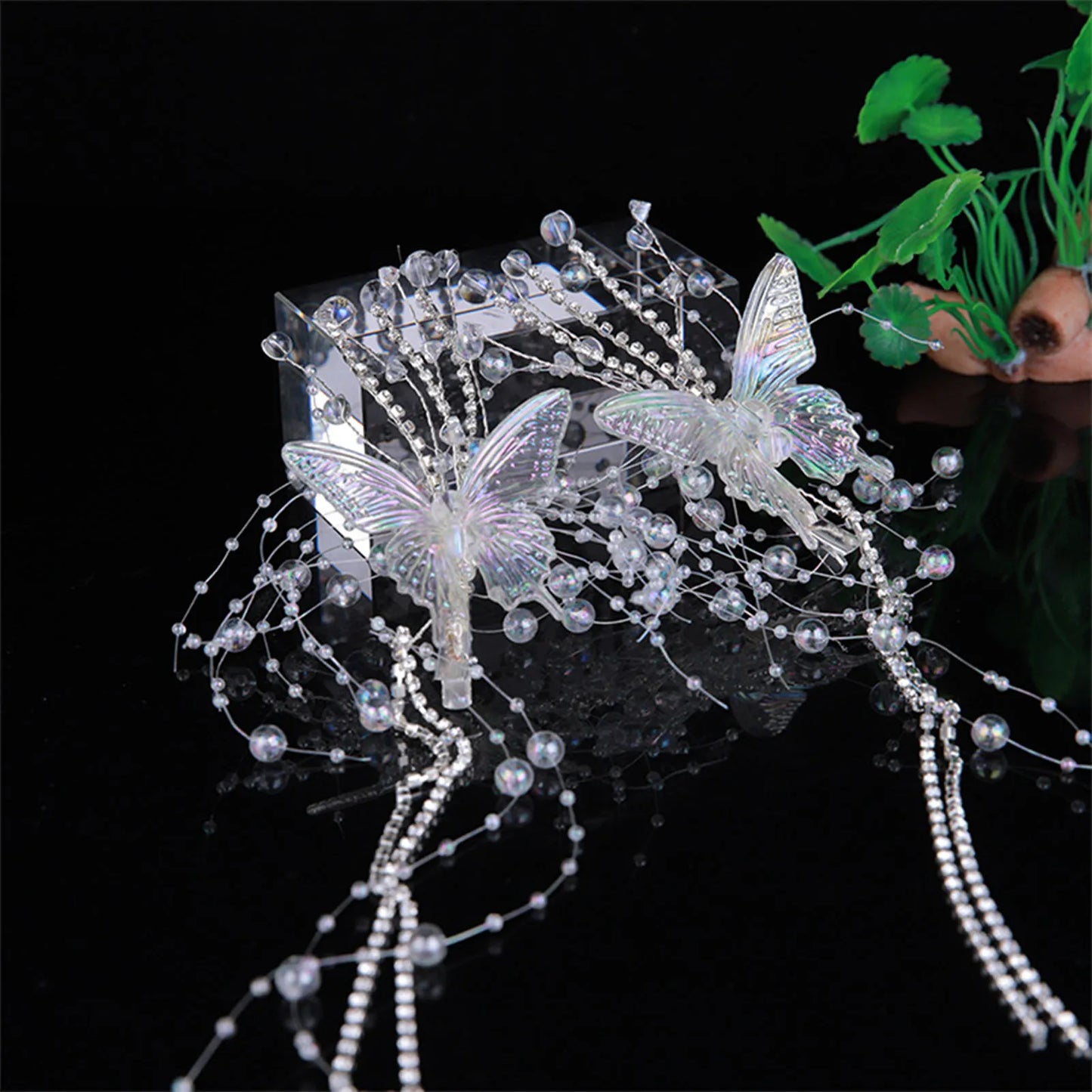 Fee Quaste Haarspange für Frauen Meerjungfrau Perle Schmetterling Seite Haarnadel exquisite elegante Hochzeit Party Reise Haarschmuck