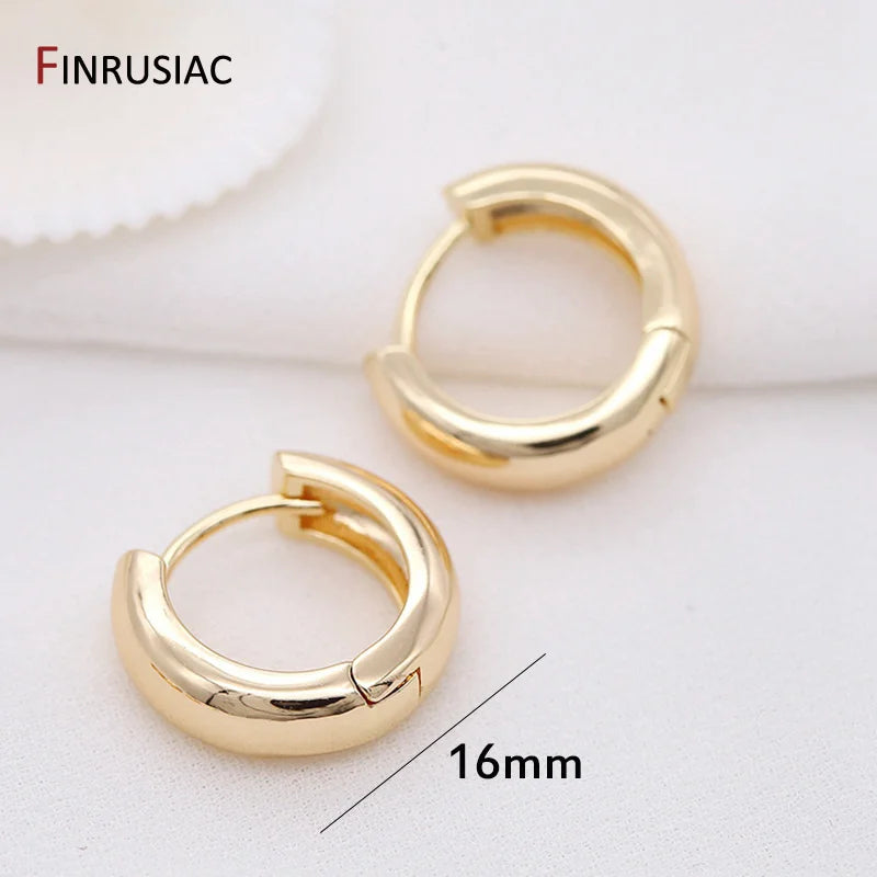 Neue trendige echte vergoldete runde Creolen für Frauen Mädchen Damen große Creolen Gold Kreis Ring Ohrringe Party Geschenk