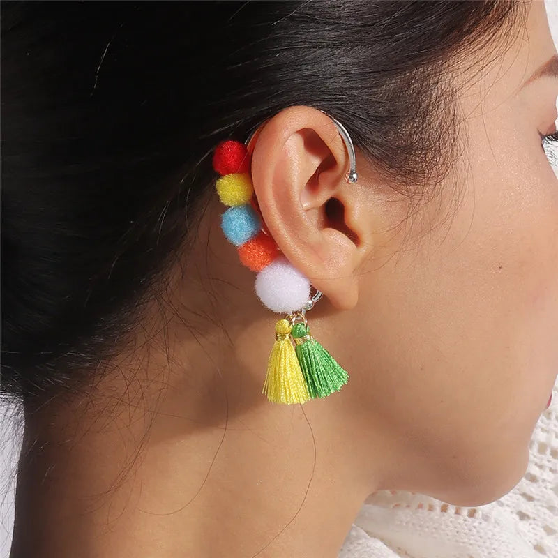 Aihua Neue Mode Gold Farbe Conch Shell Clip Ohrringe Für Frauen Einfache Gefälschte Knorpel Lange Quaste Ohr Manschette Schmuck Geschenke