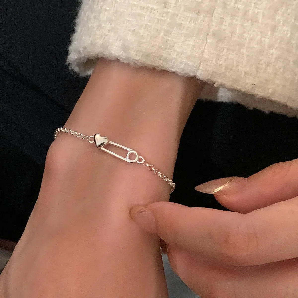VENTFILLE 925 Sterling Silber Linie Extrem feines Armband für Frauen Liebe Haert Bead Koreanische Ins Süße Schmuck Geschenk Dropshipping