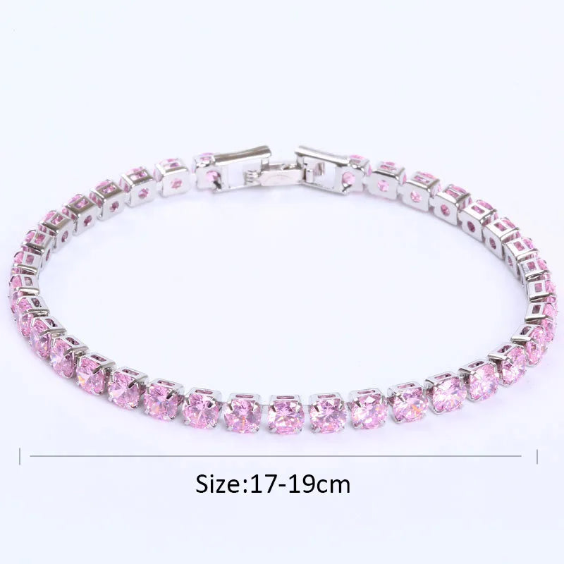 Luxus Hiphop Iced Out 4mm Zirkonia Kristall Tennis Armbänder Für Frauen Männer Gold Farbe Silber Farbe Armband Kette schmuck