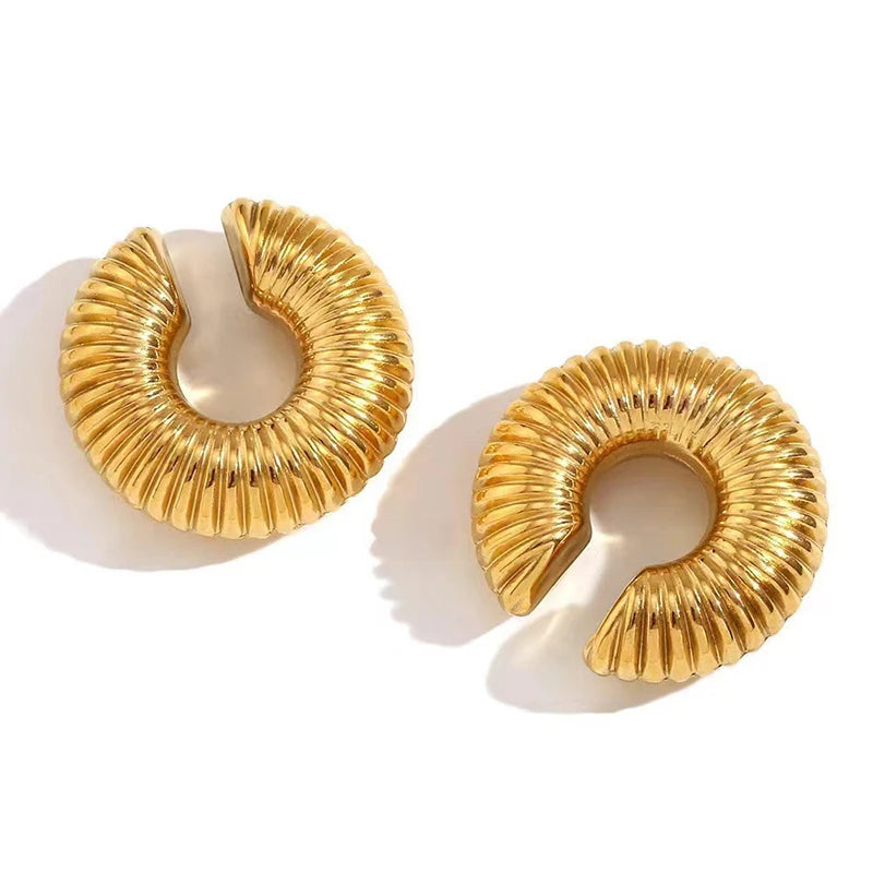 1 Paar glatte Kreis-C-förmige Clip-Ohrringe für Frauen, leicht, ohne Piercing, Knorpel-Ohrmanschette, gold-silberfarbene Ohrringe