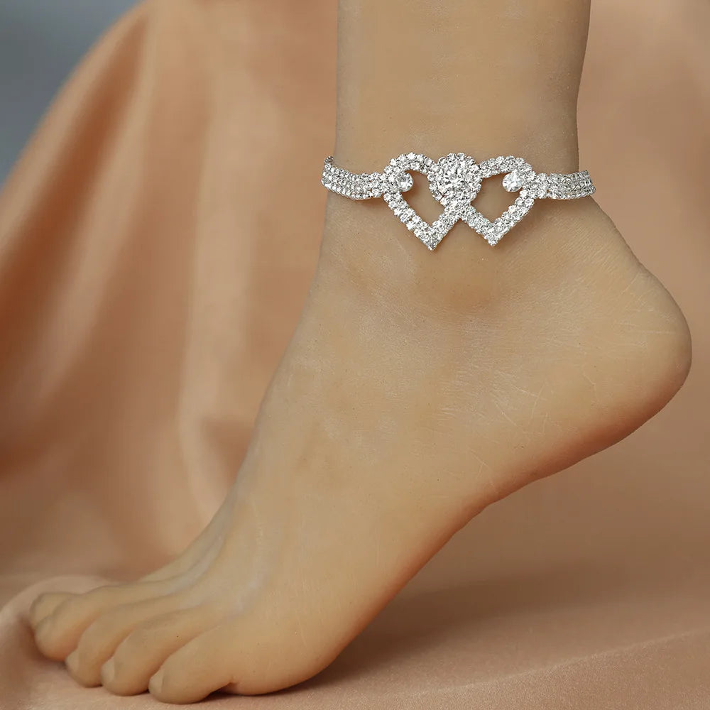 1pc Strass Kette Fußkettchen für Frauen Luxus glänzende Knöchel Armband auf Bein weibliche Hochzeits feier Schmuck Fuß zubehör neu