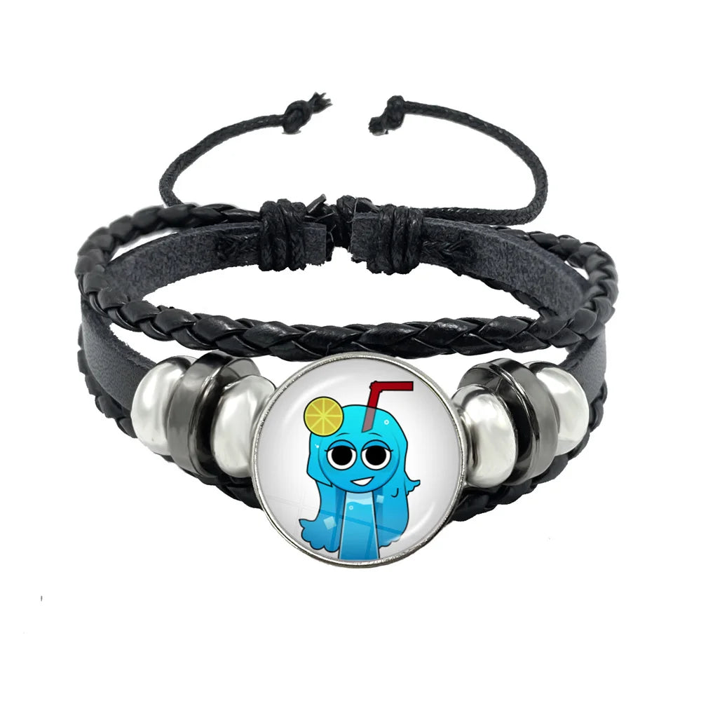 Sprunki Incredibox Anime Cartoon Charakter Leder Seil Armband Kunst Mehrschichtige geflochtene Armbänder Handgefertigte Schmuckzubehör