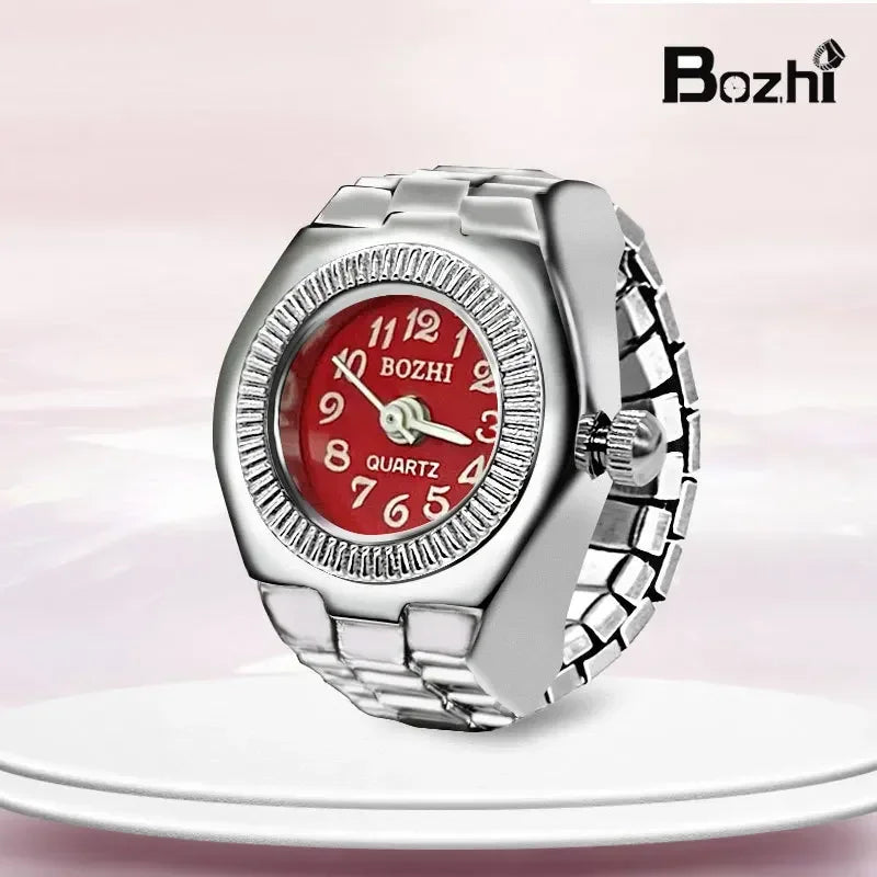 Vintage Punk Quarz Fingeruhr Ring für Frauen Männer Paar Ringe Digitale Uhren Elastische Dehnbare Finger Band Ring Schmuck Uhr