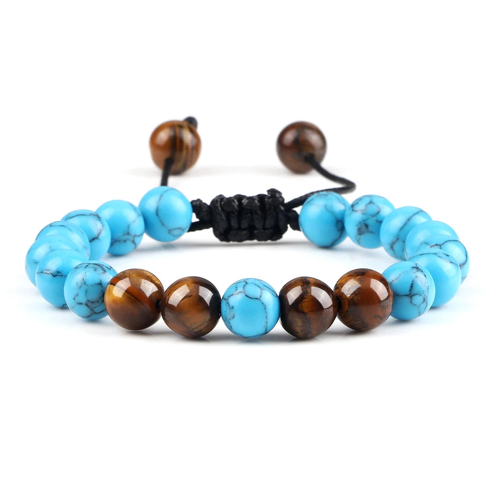 Schwarz Lava Onyx Naturstein Geflochtenes Armband Armreif Für Männer Frauen Heilung Balance Tigerauge Buddha Armband Charme Yoga Schmuck