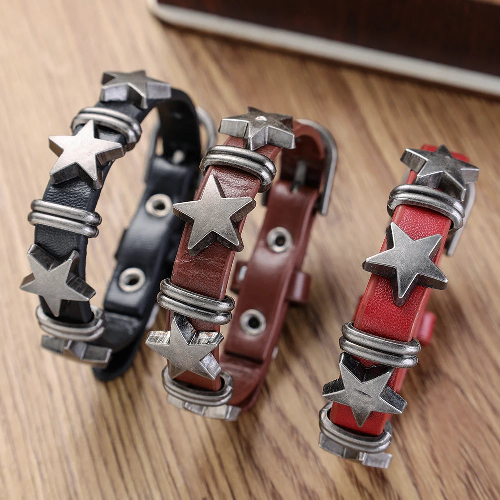 Gothic Star Punk Kunstleder Armband für Männer Frauen Spiked Armreif Goth Schmuck Vintage Y2K Cosplay Emo Kleidung Zubehör