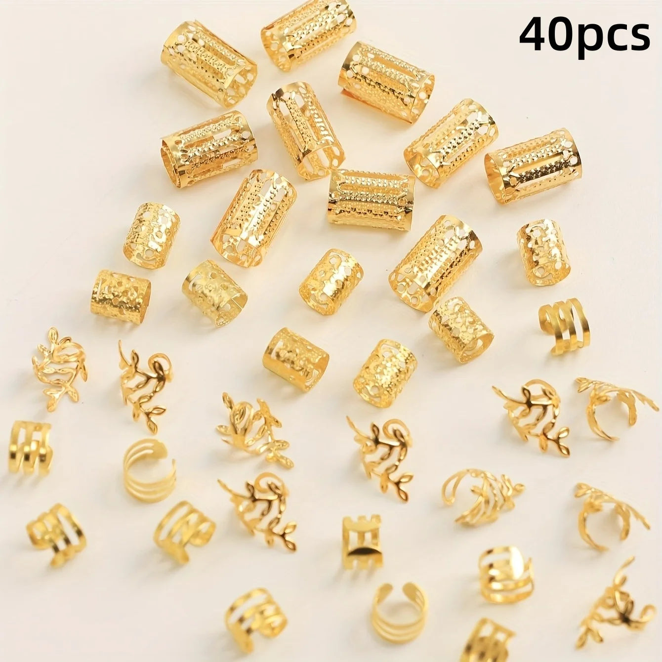 40/80PCS Elegante Aushöhlen Haar Ringe Für Frauen Mädchen DIY Haar Zubehör Loc Haar Schmuck für zöpfe