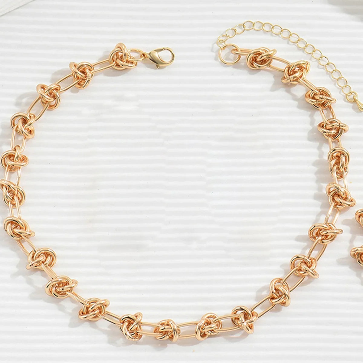 Metallseil Knoten Kette Halskette Halsband Armband und Ohrring Set Schmuckzubehör Chinesische Marke Keine (AE-Lager) Herkunft