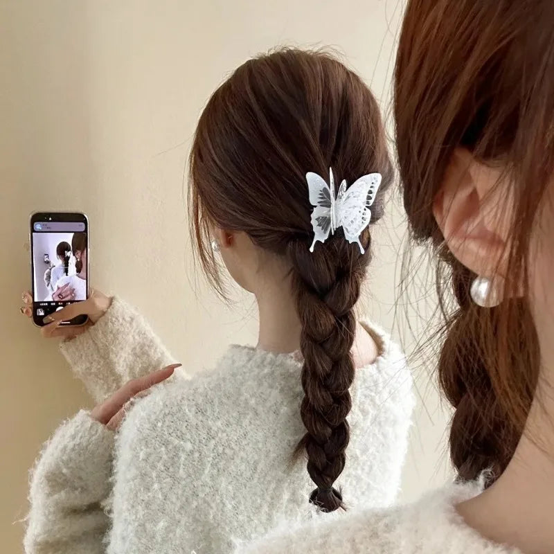3d flattern Schmetterling Haars pangen y2k Eleganz flinke schöne Schmetterlinge schwarz weiß Haarnadel neuen Stil Zubehör für Frauen Mädchen