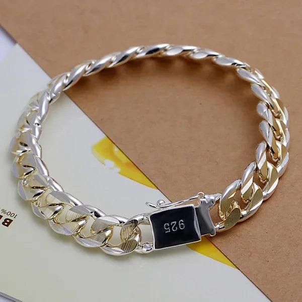Feines 925er-Sterlingsilber, edle, schöne Kette, solides Armband für Damen und Herren, Charms, Party-Geschenk, Hochzeit, Modeschmuck, heißes Modell