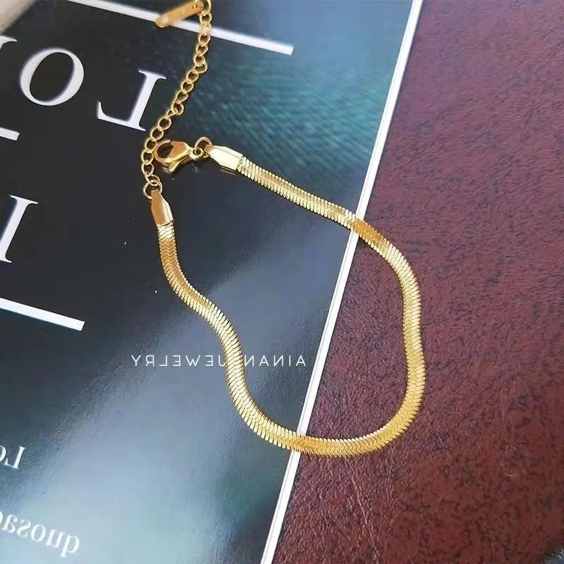 Klassische Schlangenknochen-Ketten-Fußkettchen für Frauen und Mädchen, verstellbare Sommer-Strandkette, Fußkettchen, Armband für Frauen, Schmuck, exquisites Geschenk