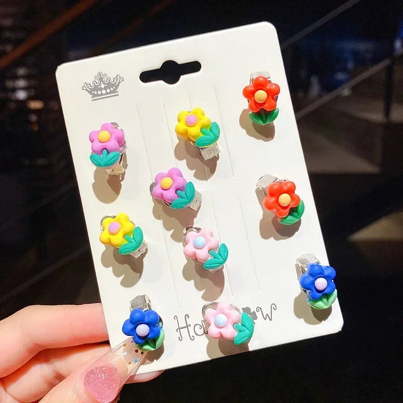 Neue 10 stücke Nette Mädchen Ohrringe Ohr Clip Kein Ohr Loch Blume Ohrringe Kinder Prinzessin Mädchen Geburtstag Geschenke Kinder Zubehör