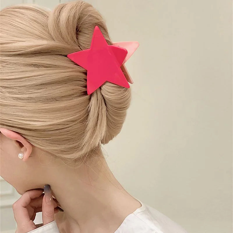 Y2k Sterne Haar Krallen clip für Frauen Acryl Pentagramm große Hai Clips glänzende fünfzackige Stern Haars pange koreanische Haarschmuck
