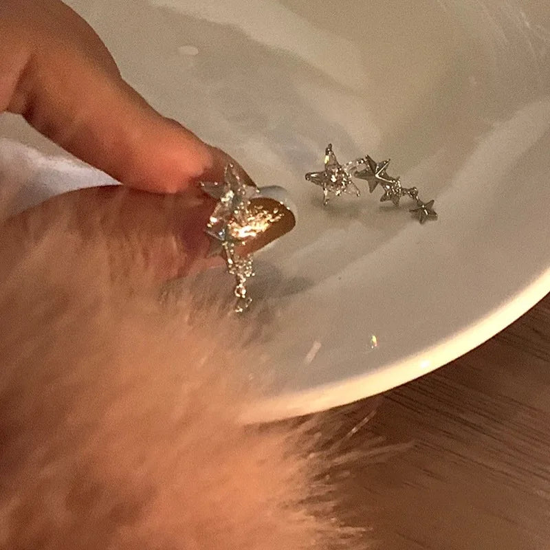 Glänzende Zirkon Stern Quaste Ohrringe Frauen Koreanische Nette Elegante Pentagramm Tropfen Ohrring Y2K Schmuck Hochzeit