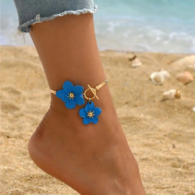 Mode Kirschblüte Charm Fußkettchen für Frauen Sommer Strand Zubehör Gold Farbe Kette Fußkettchen Bein Armbänder Hochzeit Geschenk
