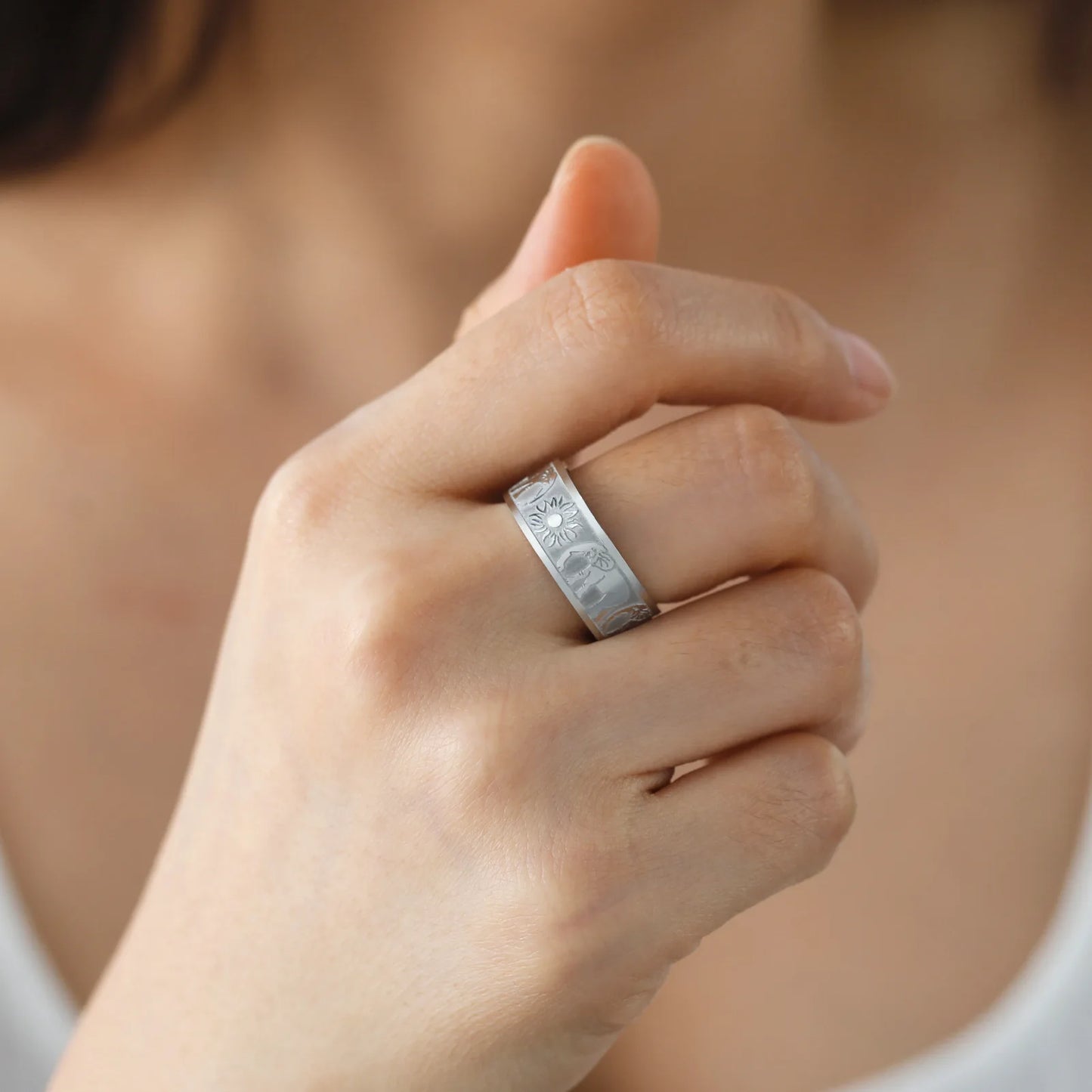 Jeshayuan Elefant Sonnen ringe für Frau Hinduismus Glück Amulett Edelstahl Paar Ring Tier liebhaber Party Schmuck Geschenk