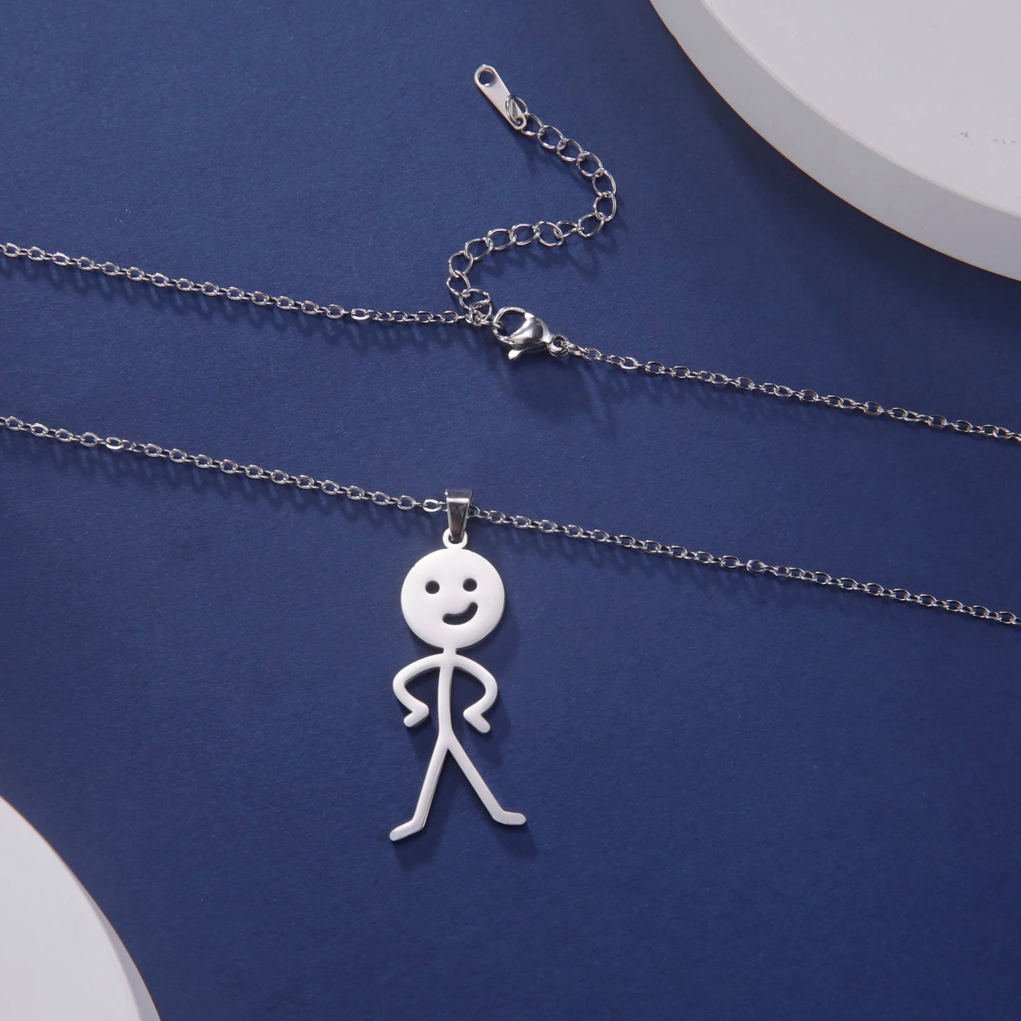 Skyrim Hip Hop Doodle Halskette für Männer Frauen Edelstahl Lange Hals Kette Mode Mittelfinger Stickman Schmuck Neu