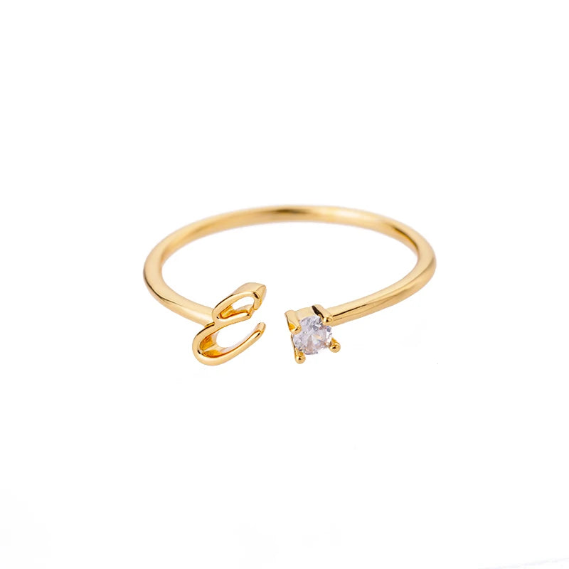 A-Z-Anfangsringe für Frauen, offen, verstellbar, Edelstahl, Ehering, 2025, Trend, Goldfarbe, Paar-Schmuck, Accessoires, Geschenk