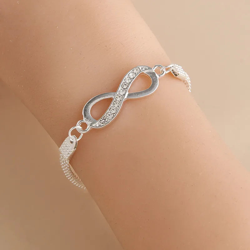 Strass-Unendlichkeitsarmband, Legierungssymbol, Nummer 8, Armband für Damen und Herren, Modeschmuck