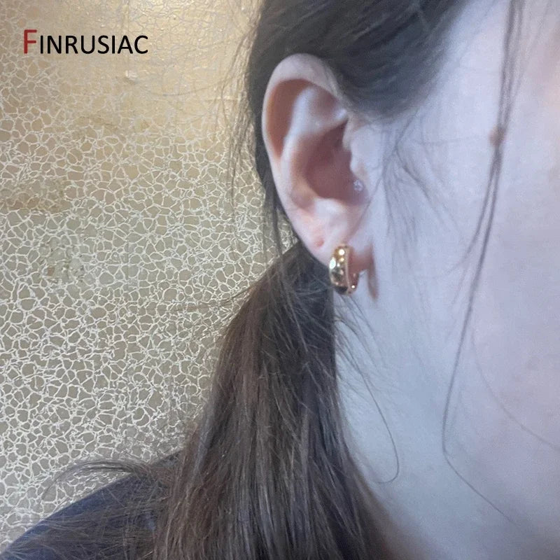 Neue trendige echte vergoldete runde Creolen für Frauen Mädchen Damen große Creolen Gold Kreis Ring Ohrringe Party Geschenk