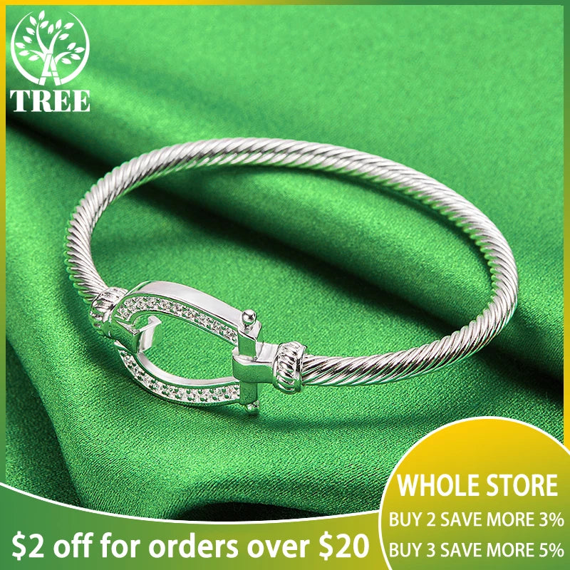 ALITREE 925 Sterling Silber Knoten Seil Armreifen Für Frauen Armreif Mode Geburtstag Hochzeit Schmuck Dame Armbänder Geschenke