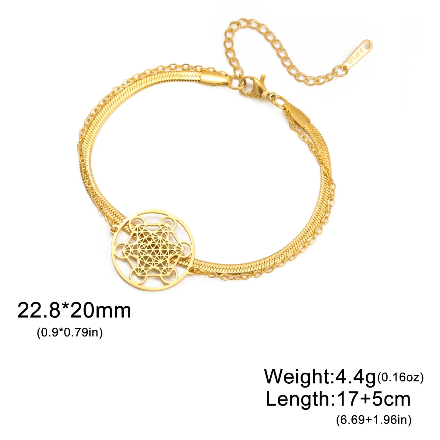 Skyrim Erzengel Siegel Metatron Anhänger Armband Edelstahl Männlich Weiblich Buddhistischer Hindu Talisman Heilige Geometrie Schmuck Geschenk