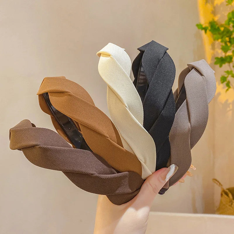 Retro-Stirnband mit breitem Rand, gedreht, für Damen, elegantes Haarband mit Waschgesicht, modisches Mädchen-Haar-Accessoire