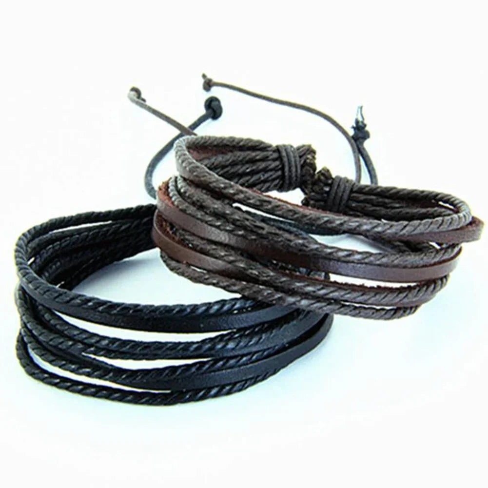 Heiß verkaufen hand gewebte Modeschmuck Frauen Männer hand gewebte Mode mehr schicht ige Leder geflochtene Seil Armband Armband