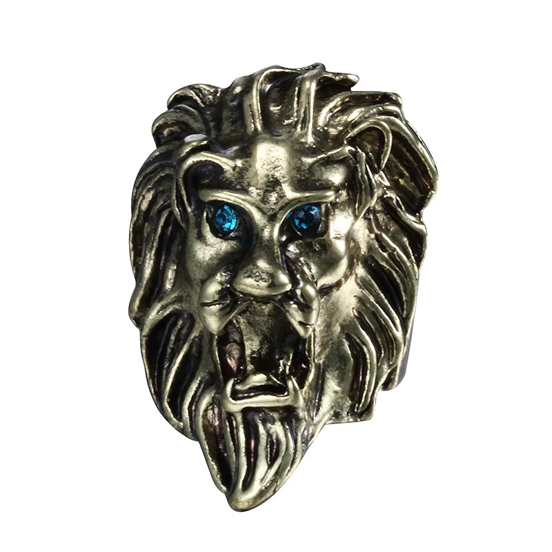 Mode Vintage Ring Hip Hop Blau Augen Löwenkopf Ringe Für Männer Punk Tier Ringe Für Jungen Unisex Finger Ring Schmuck Geschenke