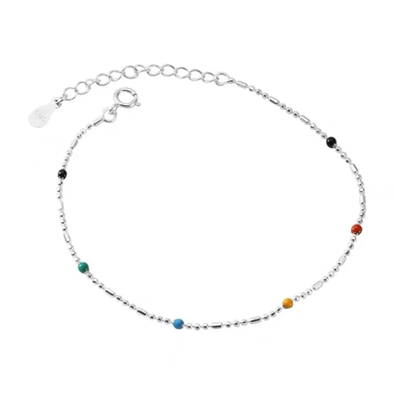 Beliebtes 925er-Sterlingsilber, rundes Perlenarmband, bunte Perlen, Charm-Armband, Party, Geburtstag, Geschenk für Frauen, edler Schmuck