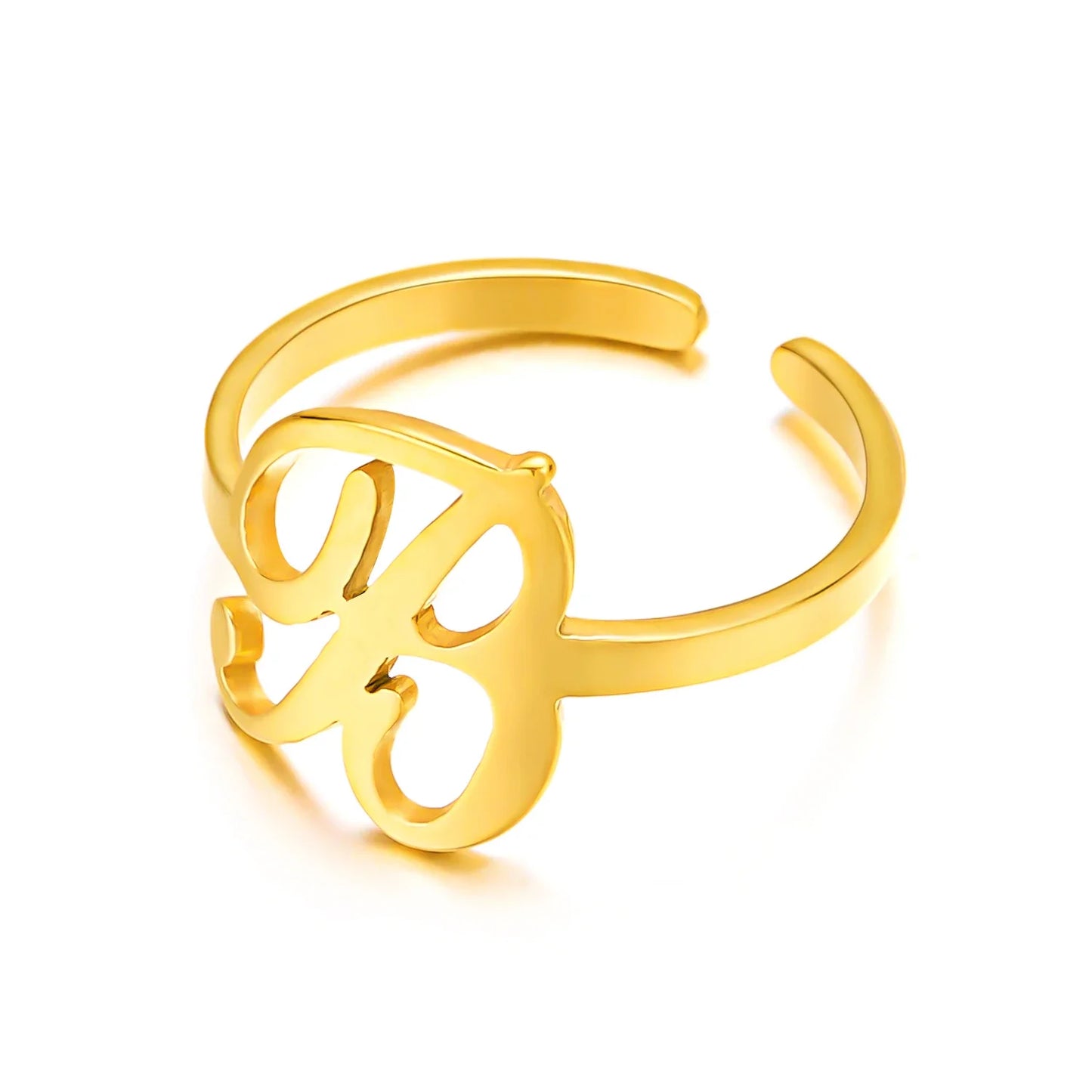 Ringe mit Anfangsbuchstaben für Damen, goldfarben, Edelstahl, A-Z, Buchstabe, verstellbarer Ring, ästhetisch, Hochzeit, Weihnachten, Schmuck, Geschenk